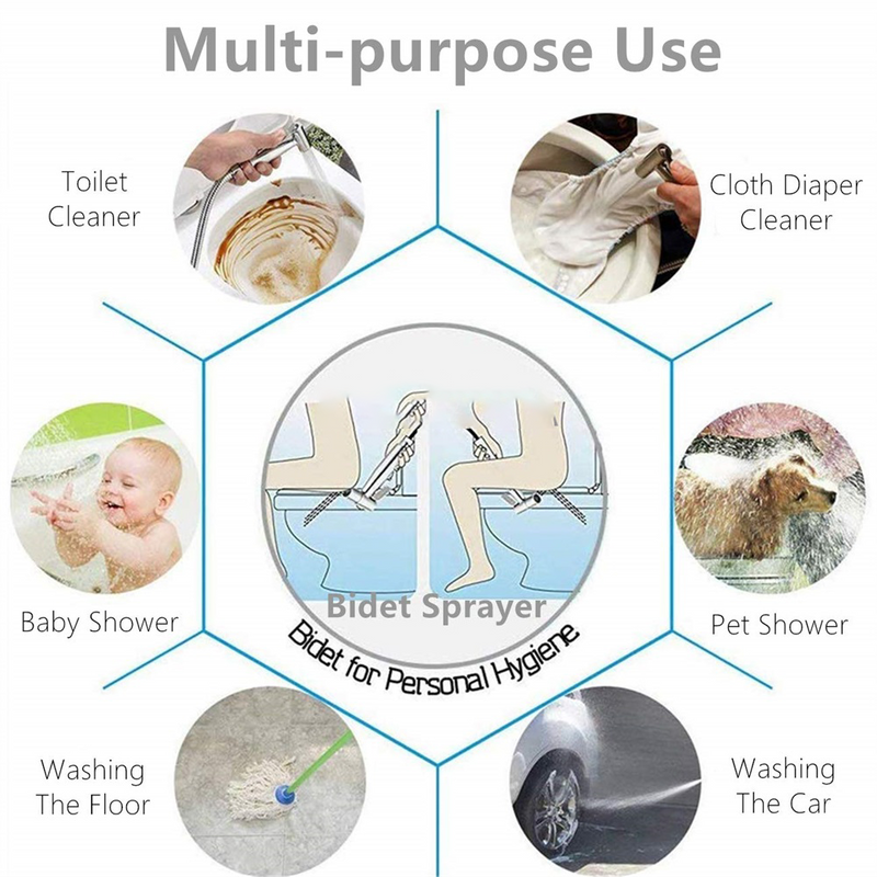 Handheld Bidet Sprayer Set for Toilets Stainless Steel Spray Wash for Feminine Hygiene