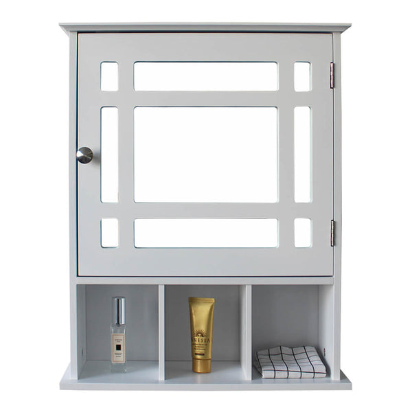 Single Door Three Compartment Storage Bathroom Cabinet –White