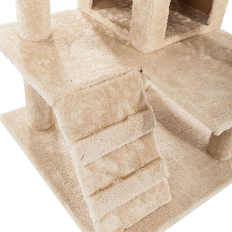 Solid Cute Sisal Rope Plush Cat Climb Tree Cat Tower Beige 52 inches
