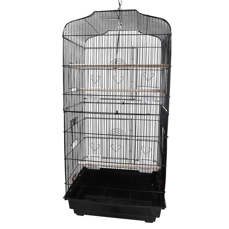Bird Parrot Cage Cage with Wood Perches & Food Cups Black 37"