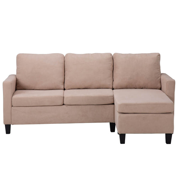 Convertible Sectional Sofa Couch, L-Shaped Couch with Modern Linen Fabric for Small Space, Beige
