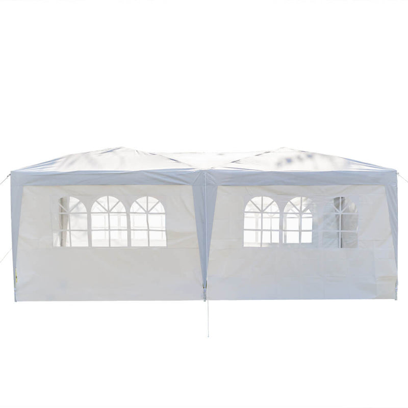 Waterproof Foldable Canopy Tent with Carry Bag 6 Sides 4 Windows White 10 x 20 ft