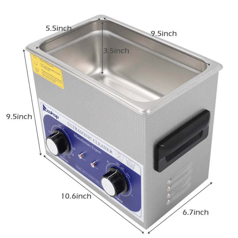 3L Commercial Ultrasonic Cleaner Large Capacity Stainless Steel with Heater and Digital Timer