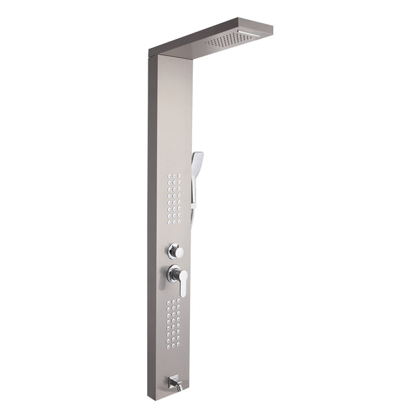 Shower System Shower Panel Stainless Steel Multi-Function 24 Holes Silver 60 inch