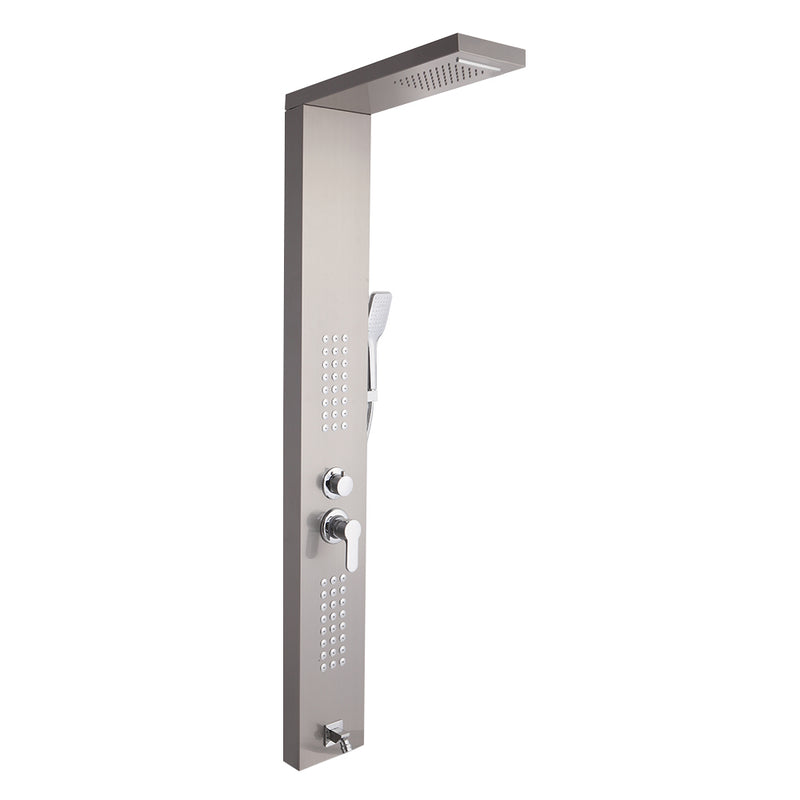 Shower System Shower Panel Stainless Steel Multi-Function 24 Holes Silver 60 inch