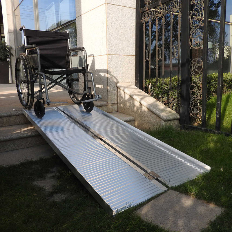 6 Ft Home Corridor Aluminum Alloy Folding Wheelchair Ramps Silver