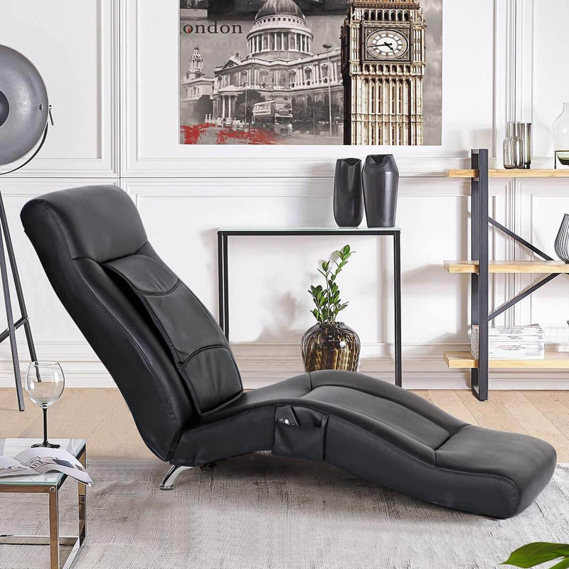 Massage Chaise Lounge Chair, Indoor Chaise Chair for Bedroom, Living Room with Vibration Heat Fuction, New Black