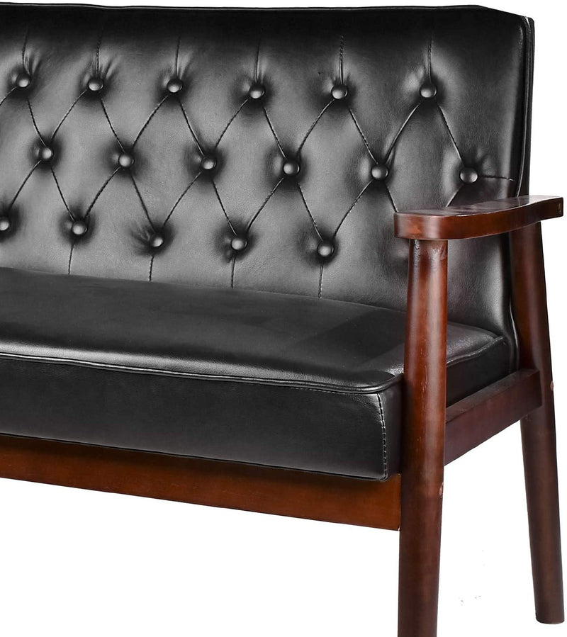 Mid Century Retro Modern 2 Seater Loveseat Sofa Sturdy and Durable Double Sofa Solid Wooden