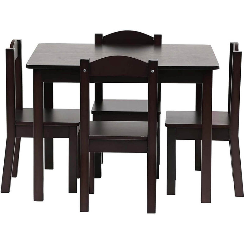 Espresso Kids Wood Table & 4 Chair Set 5-Piece