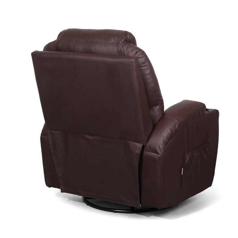 Massage Recliner Chair Heated PU Leather Ergonomic Lounge 360 Degree Swivel, Brown