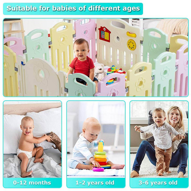 Baby Playpen Playard Infants Toddler 14 Panels Safety Kids Indoor Baby Fence
