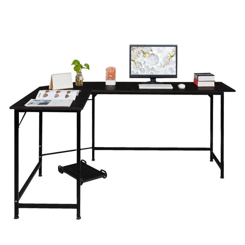 L-Shaped Desktop Computer Desk Black