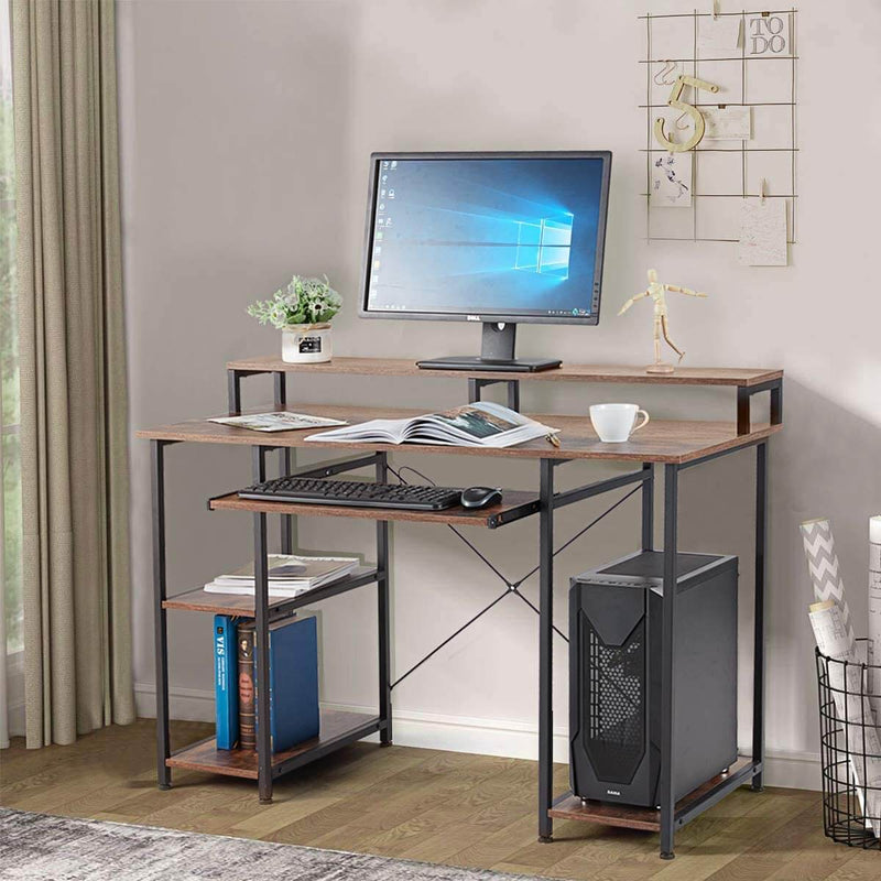 47inch Computer Desk,Modern Home Office Desks with Open Storage Shelves