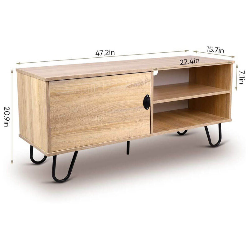 Modern TV Stand Wood TV Console Cabinet with 2 Storage Shelves and Hairpin Legs
