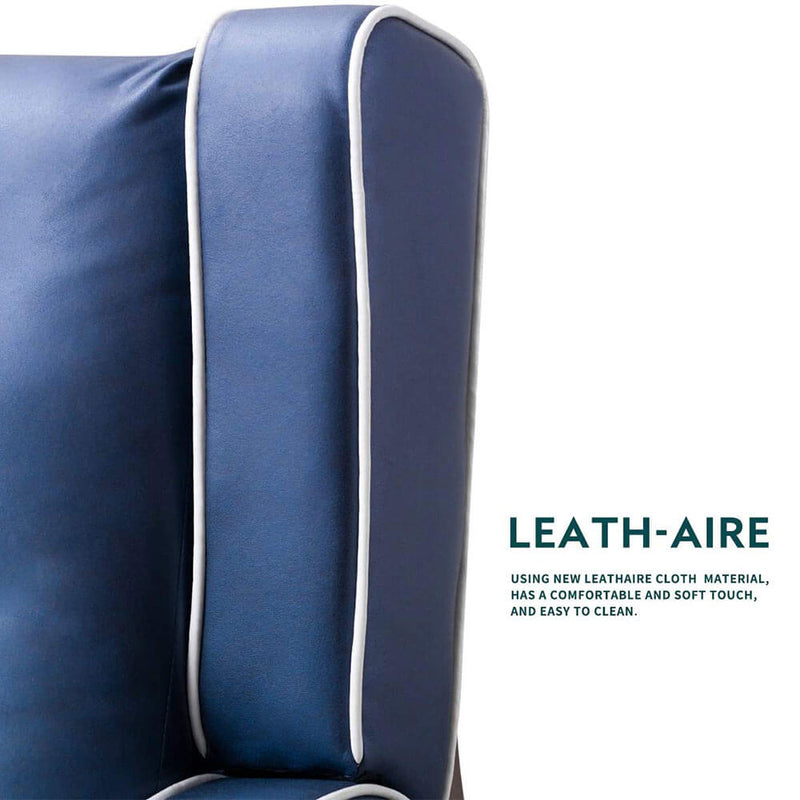 360-Degree Swivel Gliding Recliner,Leathaire Upholstered Recliner Blue