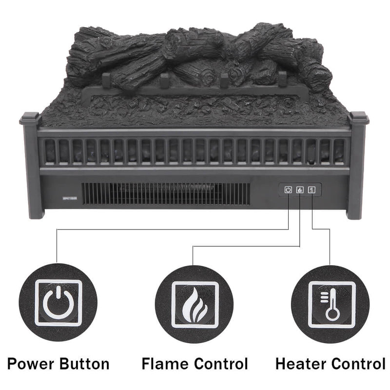 Fake Wood Without Frame Embedded 1400W Single Color Heating Wire With Small Remote Control Black 23 Inches