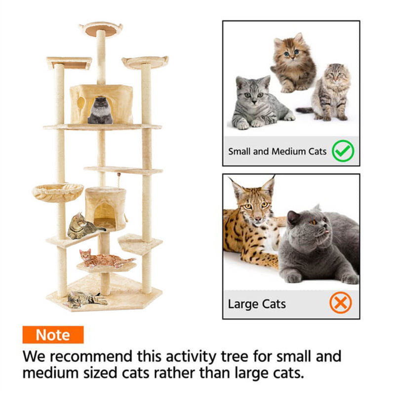 Solid Cute Sisal Rope Plush Cat Climb Tree Cat Tower, 80 inches