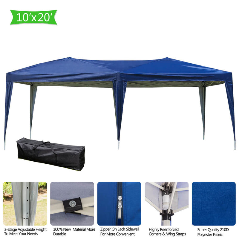 Homhum 10 x 20 ft Outdoor Camping Waterproof Folding Tent with Carry Bag Blue