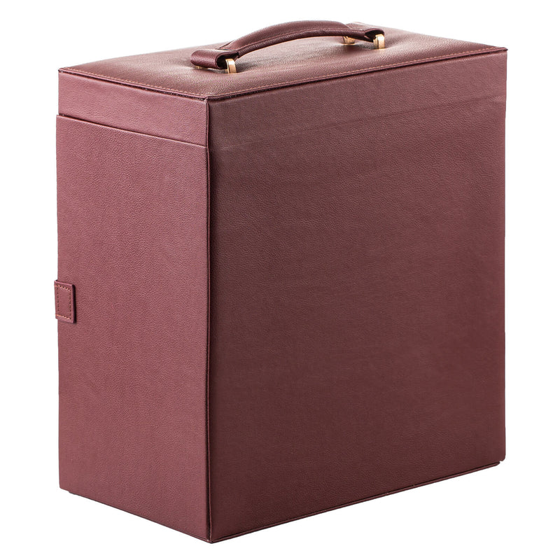 Synthetic Leather Huge Jewelry Box Mirrored Watch Organizer Storage Lockable Gift Case Brown