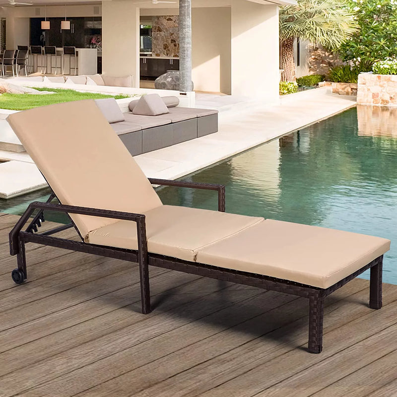 Patio Lounge Chair in Beige