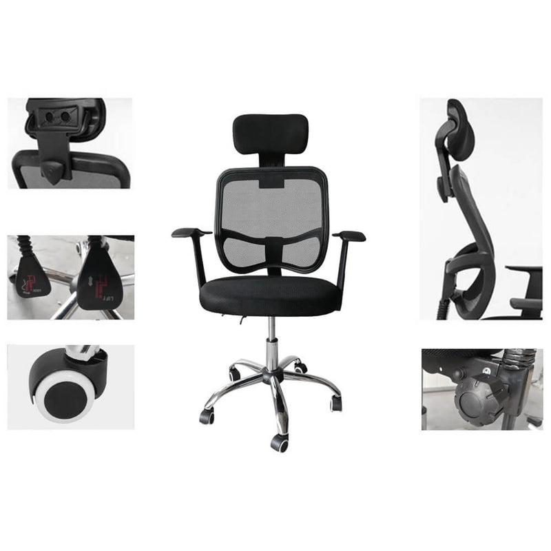 Mesh Back Gas Lift Back Tilt Adjustable Office Swivel Chair Black