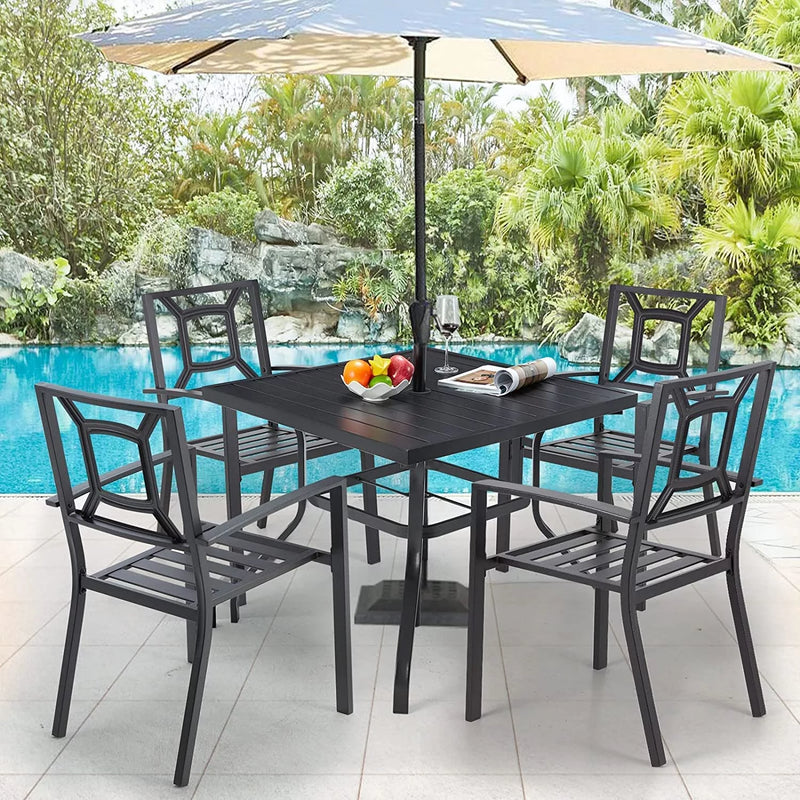 5-Piece Outdoor Patio Dining Set-Black