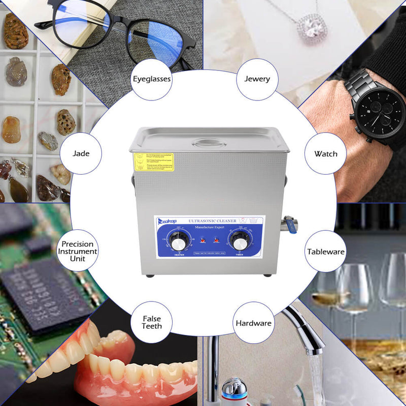 6L Commercial Ultrasonic Cleaner Large Capacity Stainless Steel with Heater and Digital Timer