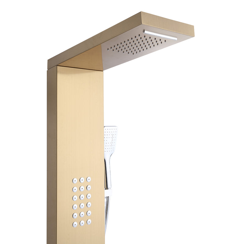 Shower Panel Shower System Stainless Steel Multi-Function Gold 18 Holes 48 inch