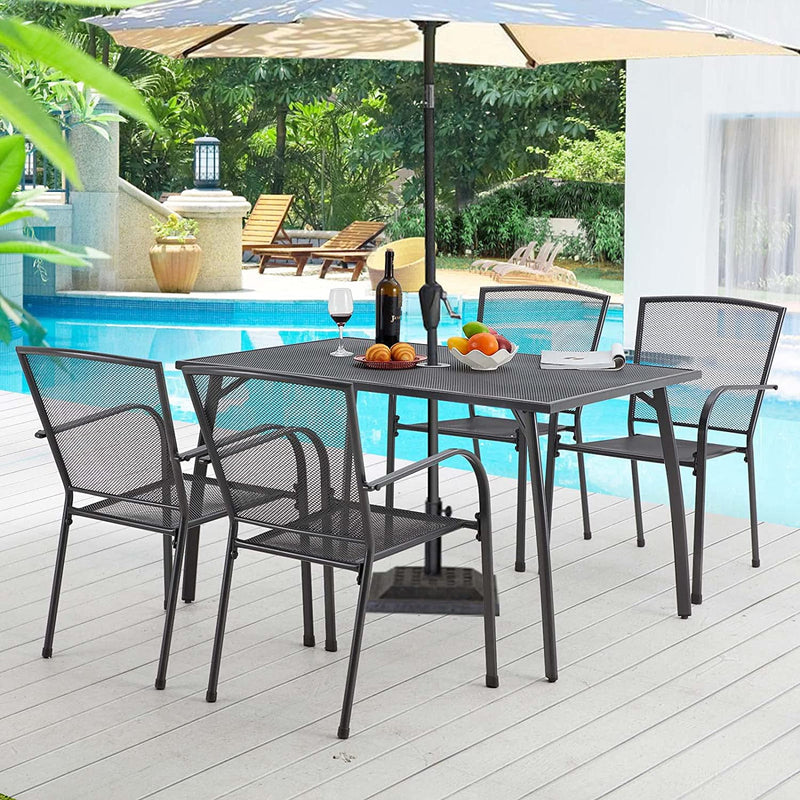 5-Piece Metal Outdoor Patio Dining Set-Dark Gray