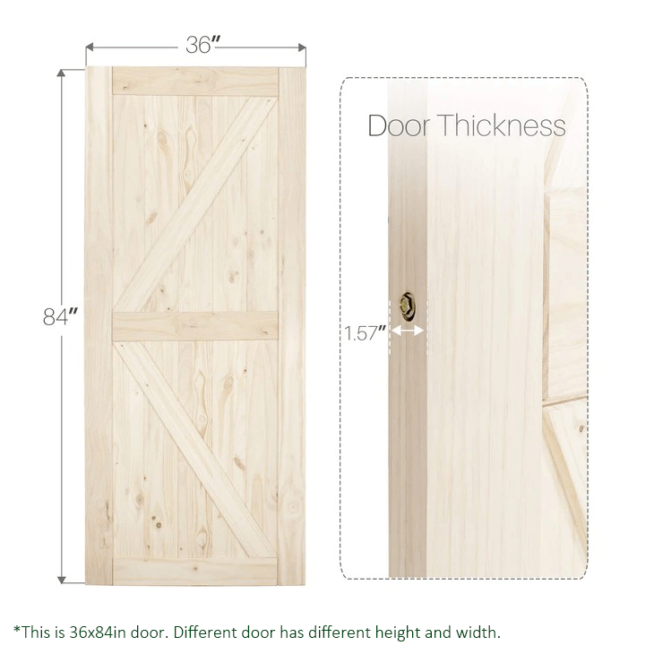 Barn Door Slab Ready to Assemble Pre-Drilled Natural Pine Wood