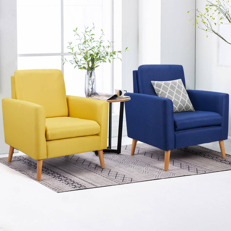 Modern Accent Fabric Chair Single Sofa Comfy Upholstered Arm Chair Living Room Furniture Mustard, Yellow