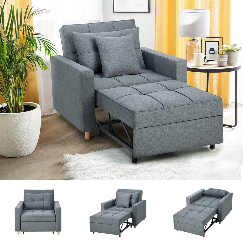 3-in-1 Futon Sofa Bed Chair-Dark Gray