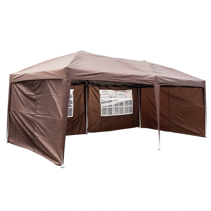 Homhum Waterproof Foldable Canopy Tent 10 x 20ft with Carry Bag for Party Camping, Dark Coffee