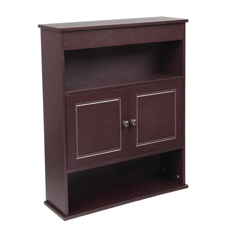 Two-door Bathroom Cabinet with Upper and Lower Layers Brown