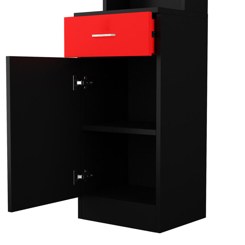 Standing MDF Barber Cabinet Black