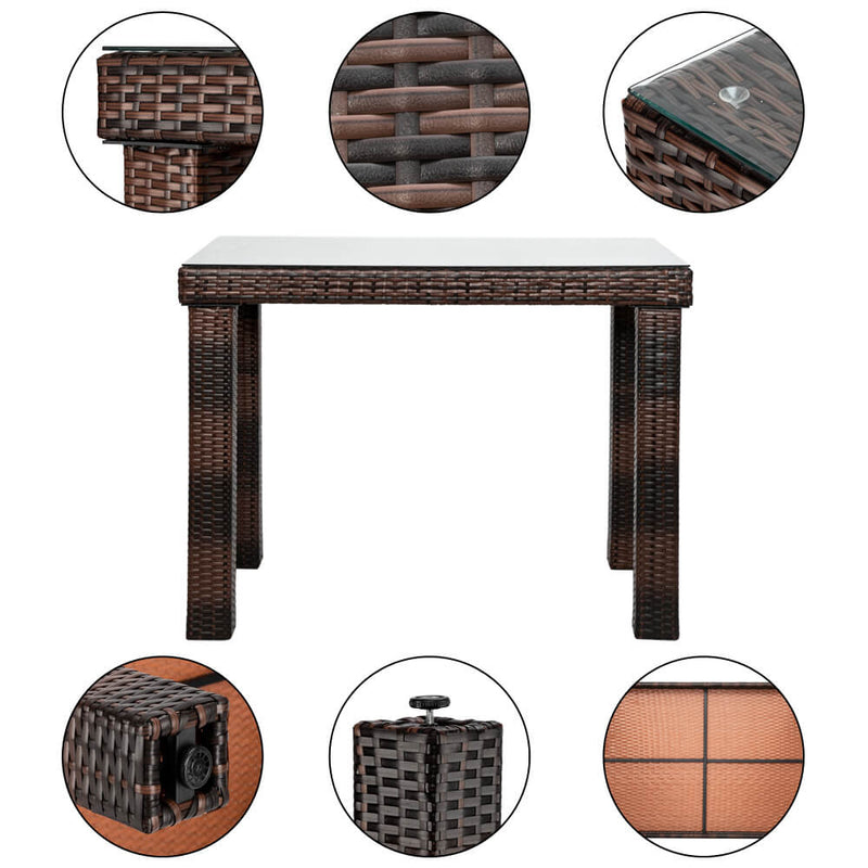 5 Pieces Wicker Patio Dining Set Bar Stool-Table and 4 Chairs Brown Gradient PE Rattan