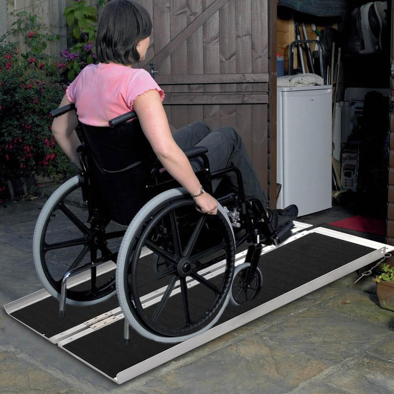 3FT Two-section Non-Skid Folding Lightweight Aluminum Alloy Wheelchair Scooter Mobility Ramps