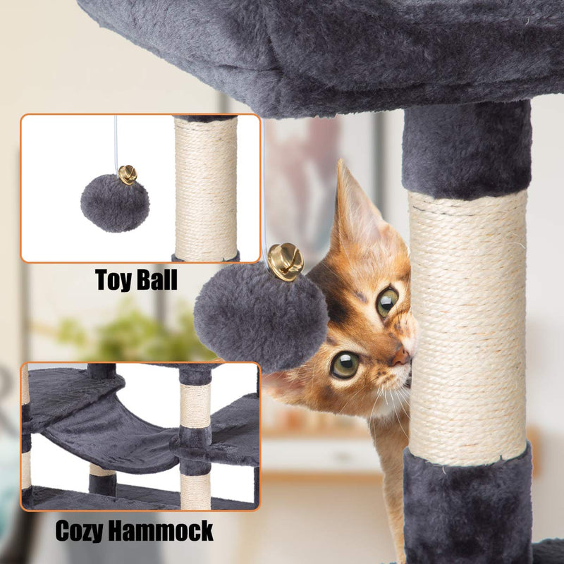 63 inches Large Cat Tree Tower Play Condo Scratching Posts Activity Furniture (Free Gifts)