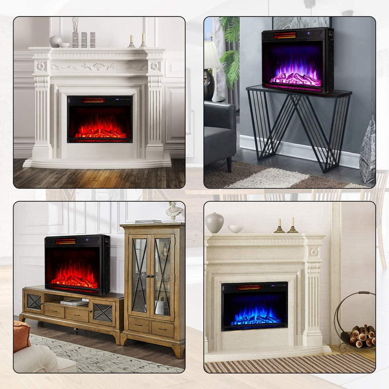 29 Inch Electric Fireplace Insert, Recessed Mounted & Freestanding Electric Fireplace Heater with Remote Control