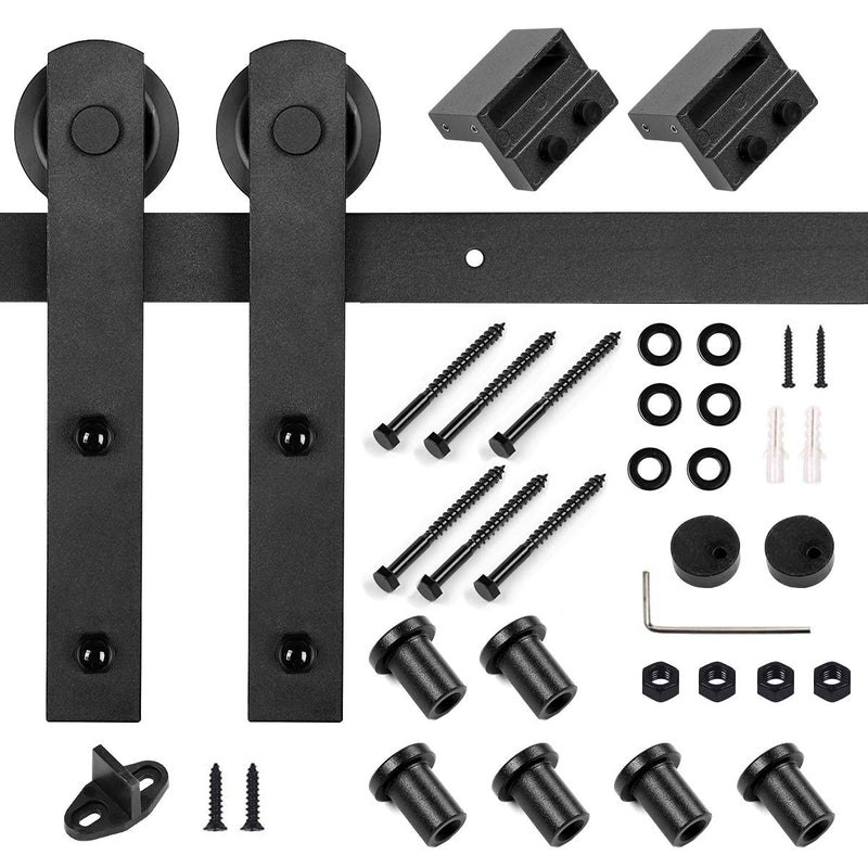 8 FT Barn Door Hardware Kit I Shape Single Sliding Door Hardware Carbon Steel