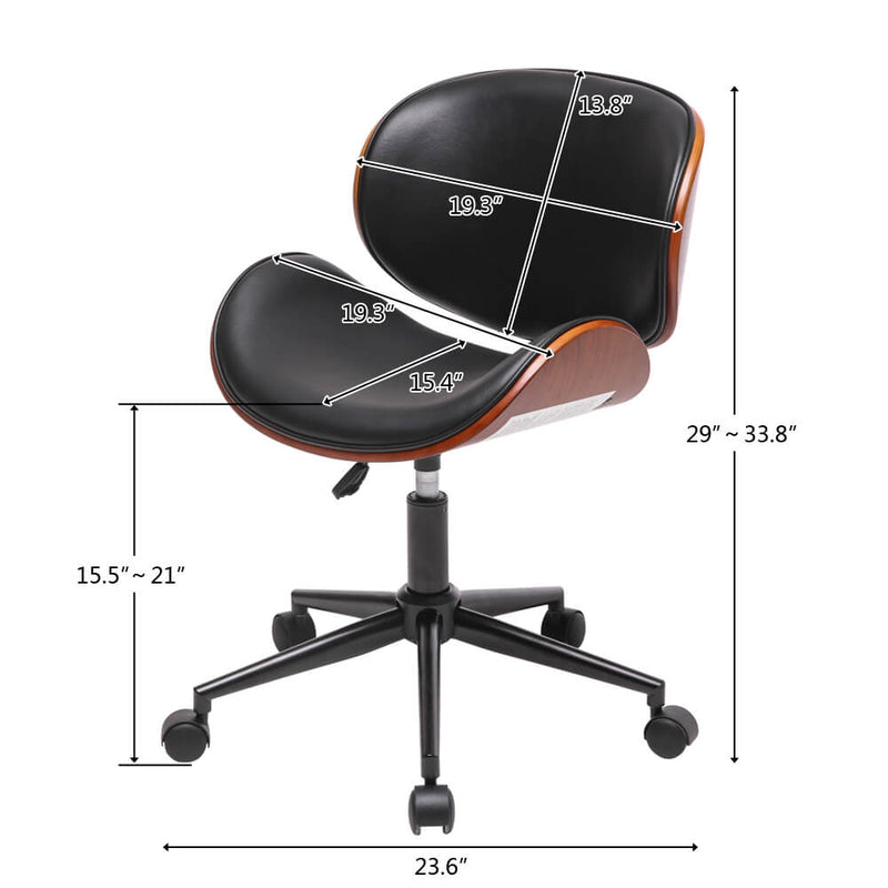 Walnut Bentwood Adjustable Height Office Chairs Barstool with Curved Back