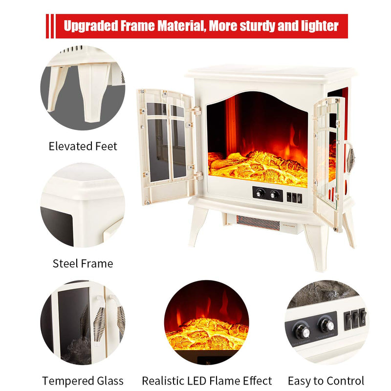 Electric Fireplace Heater 23" Freestanding Portable Electric Stove Heater with Realistic Log Frame,Black