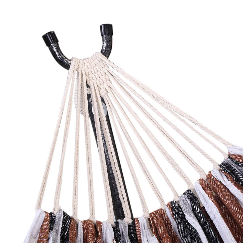 Professional Flowers Hammock Stand with Polyester Coffee Stripe Hammock