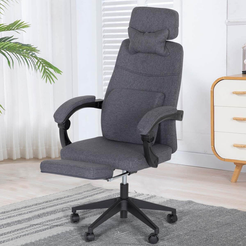 Ergonomic Office Chair, High Back Adjustable with Footrest and Headrest Desk Chairs with Flip Up Armrests and Lumbar Support, Dark Gray