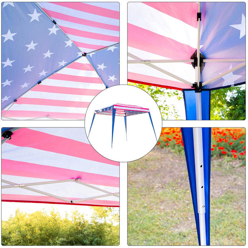 10×20ft Folding Pop Up Canopy Tent American Flag Print Portable Slant Leg Shelter with Carry Bag
