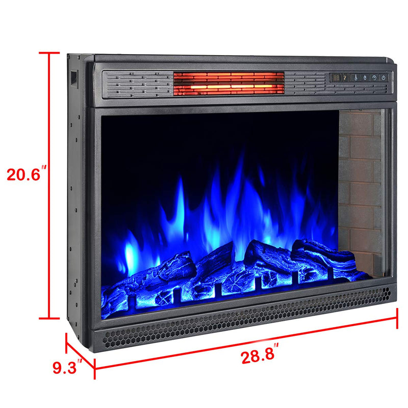 28"Electric Fireplace Insert, Recessed Mounted Electric Fireplace Heater with Remote Control,Black