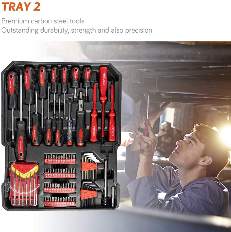 Tool Box with Tools 799pcs Household Tool Set with Aluminum Trolley Case Silver