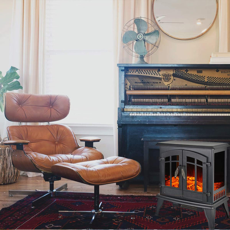 23" Electric Stove 3-Sided Open Design for Full View,Electric Fireplace with Dimmer Temperature Control