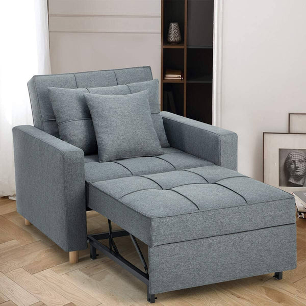 Sofa Bed 3-in-1 Convertible Chair Multi-Functional Adjustable Recliner, Sofa, Bed, Modern Linen Fabric, Dark Gray