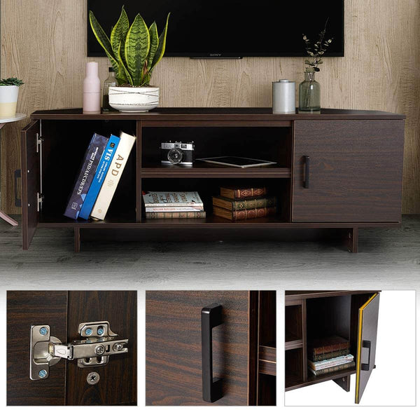 Minimal TV Stand, Classical Design TV Cabinet for TV, 48'' Media Console Table with Cabinet Door and Shelves (Brown)